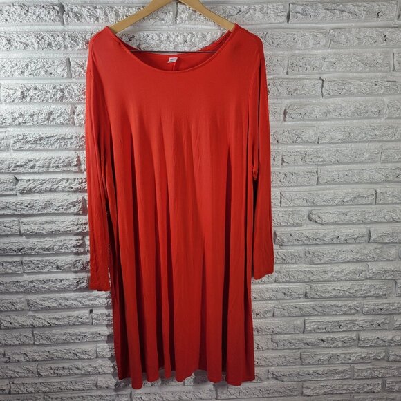 Old Navy Womens Dress 3X Plus Long Sleeve Red Rayon Spandex Comfy RED44E - Picture 1 of 11